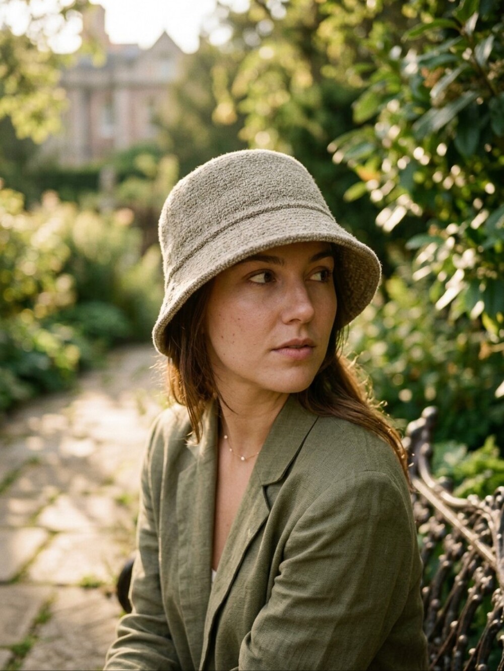Beatrice & Zacharie Women's Tan Chenille Knit Bucket Hat